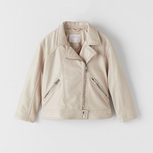 Zara Beige Faux Leather Jacket